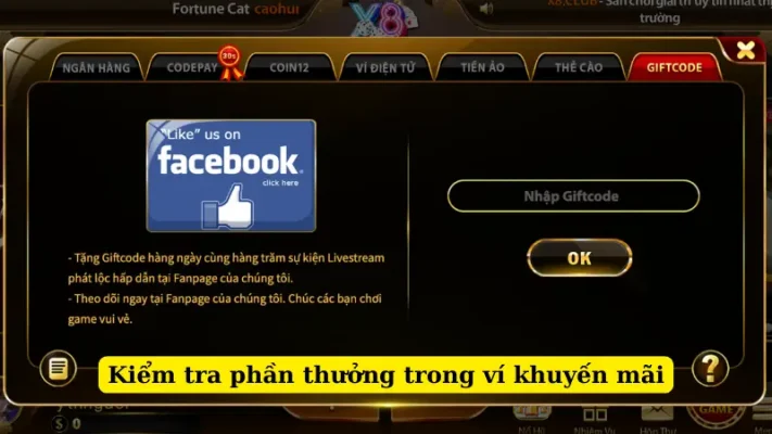 Kiểm tra phần thưởng trong ví khuyến mãi