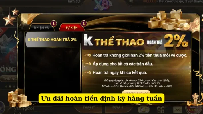 Ưu đãi hoàn tiền định kỳ hàng tuần
